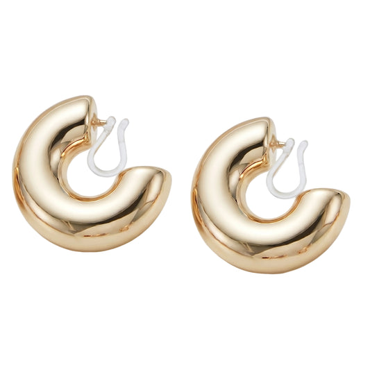 Gold-plated chunky invisible LIVI AIR Sin perforación Huggie earrings