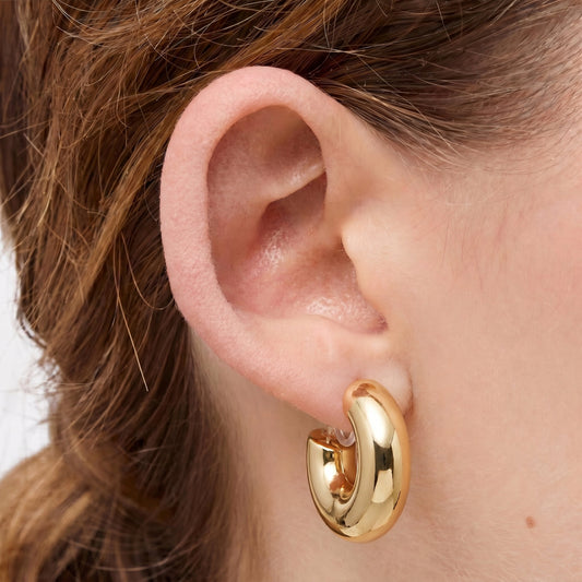 Gold-plated chunky invisible LIVI AIR Sin perforación Huggie earrings