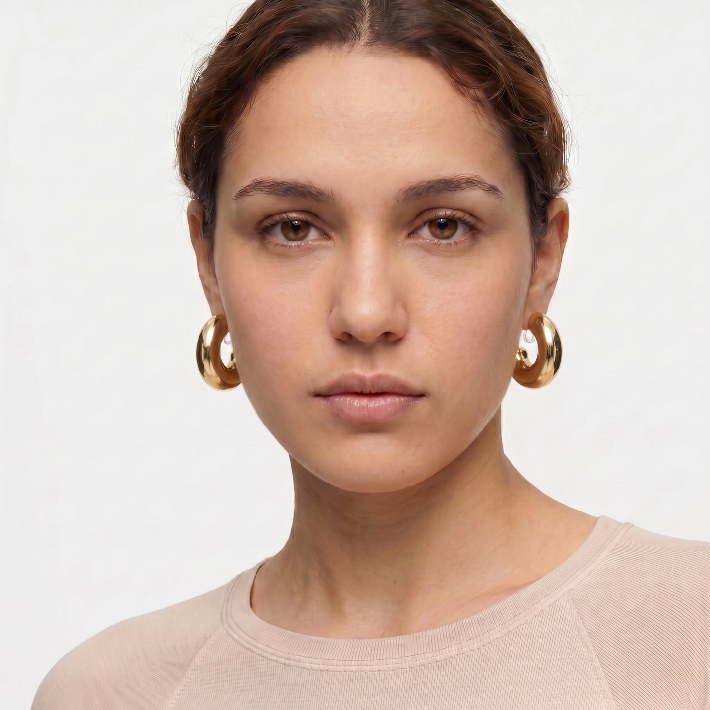Gold-plated chunky invisible LIVI AIR Sin perforación Huggie earrings