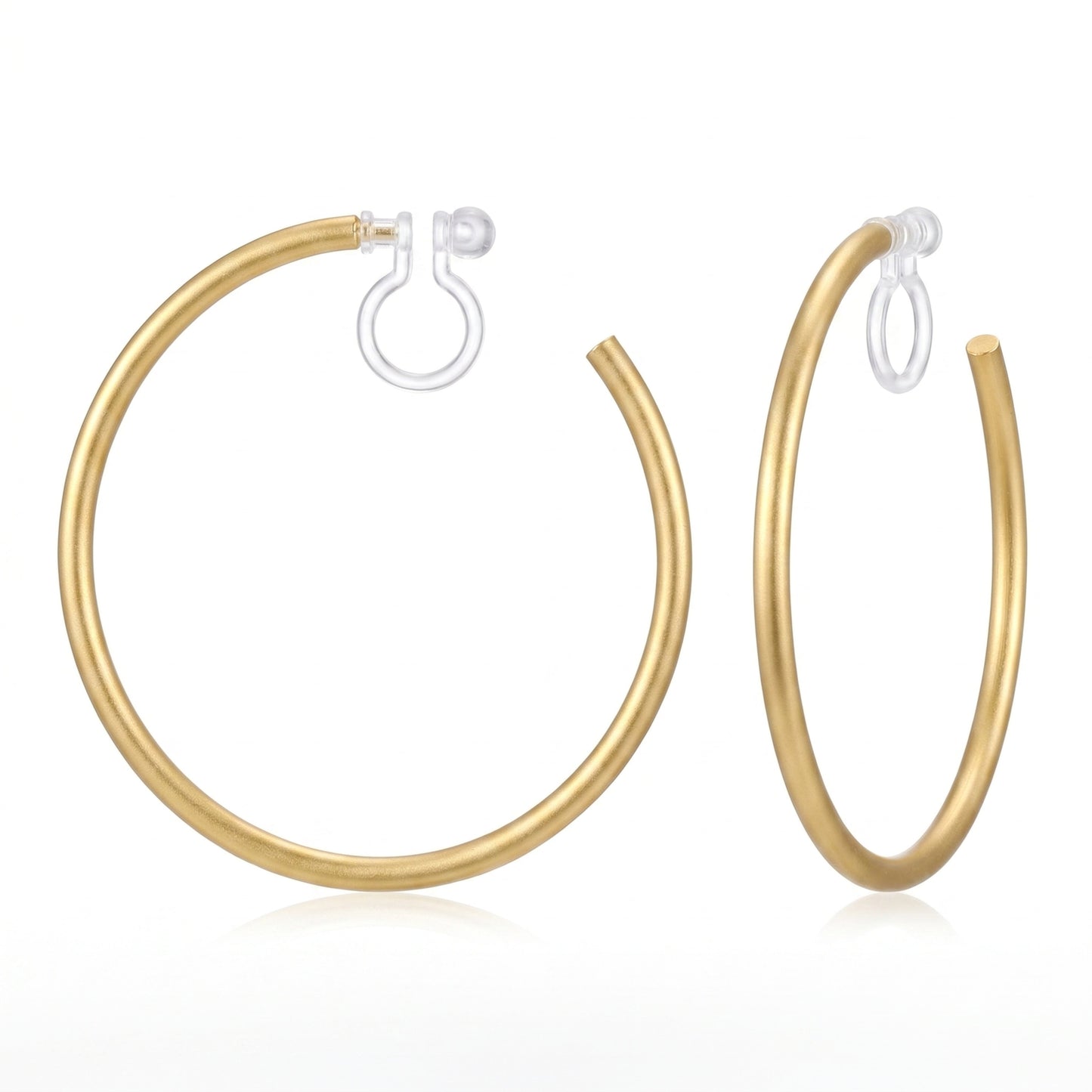 Matt gold-plated large invisible  LIVI AIR Sin perforación Hoop earrings