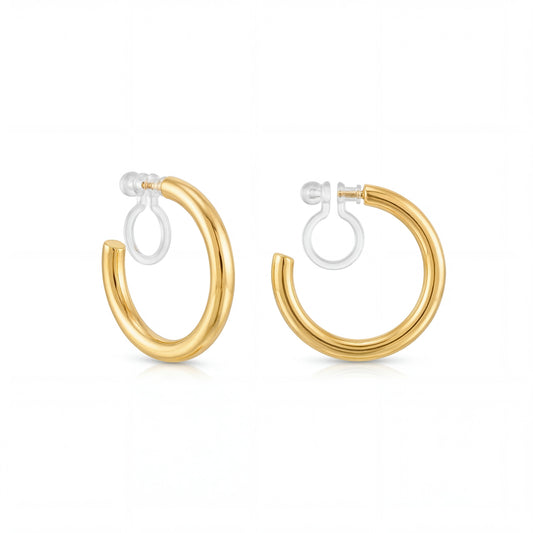 18K Gold Vermeil No-Piercing Hoop Earrings