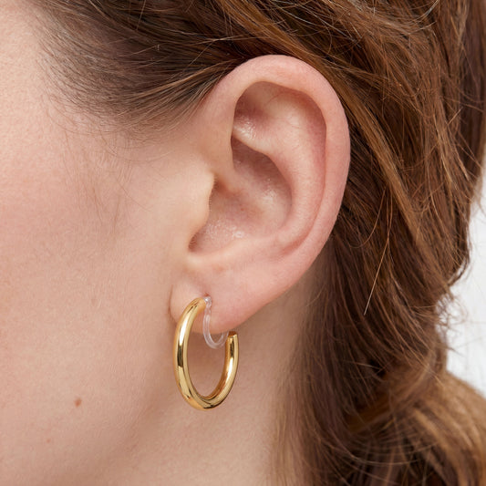 18K Gold Vermeil No-Piercing Hoop Earrings