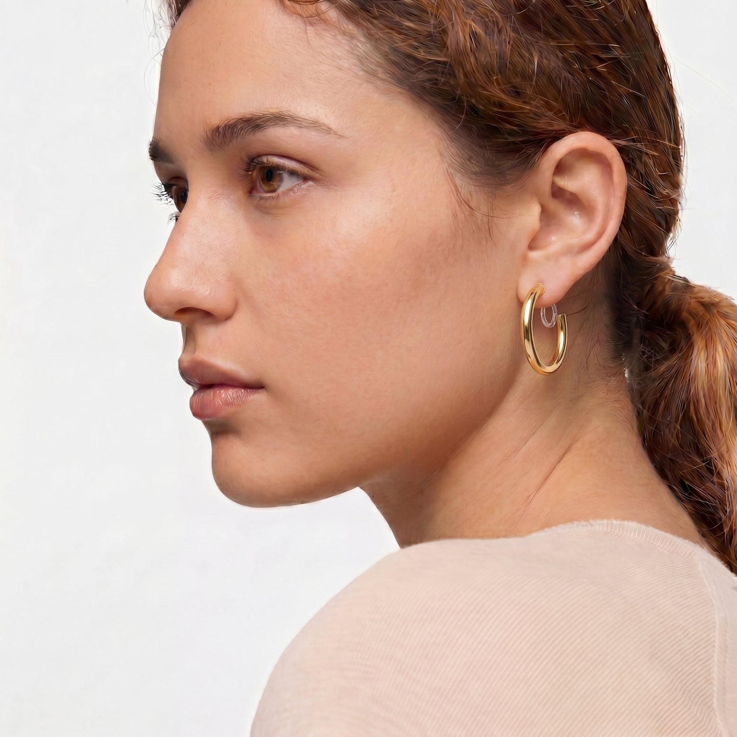 18K Gold Vermeil No-Piercing Hoop Earrings